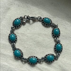 Boho Silver and Turquoise Bracelet